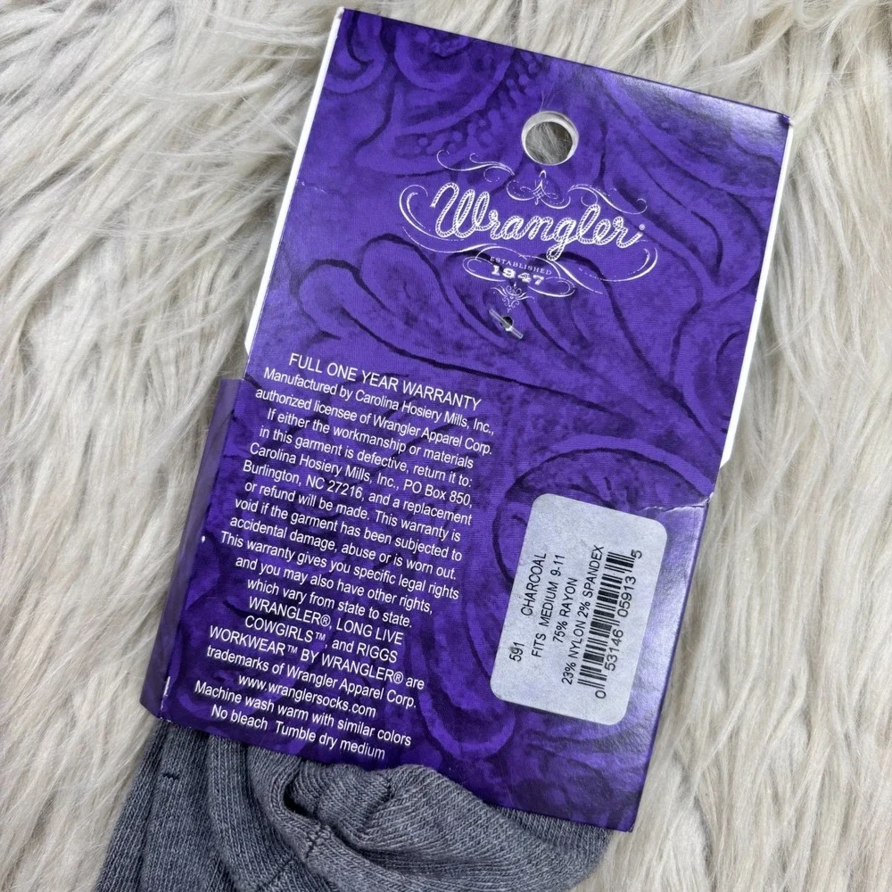 NEW‎ Wrangler Ruffle Top Knee High Socks Gray Women's M 9-11